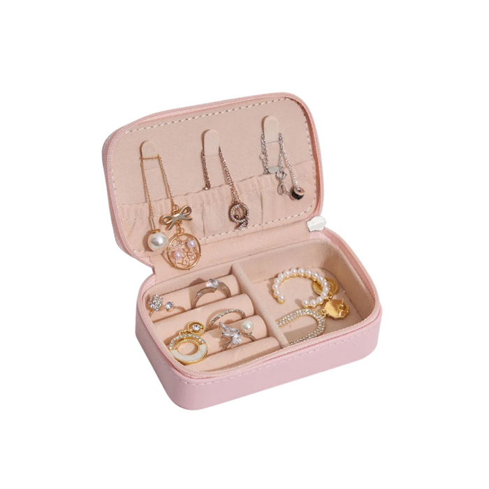 Anyhouz Jewelry Box Portable Spacious Single Layer Organizer with Necklace Hooks