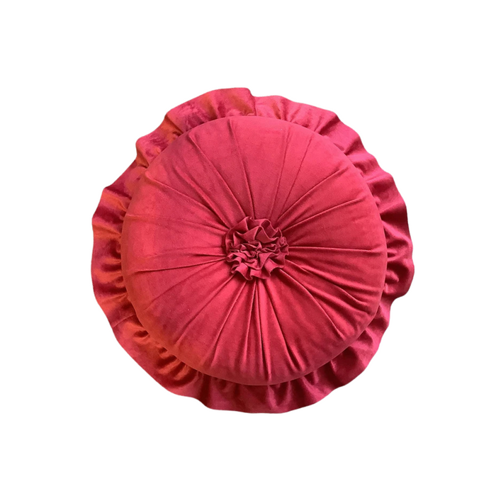 Anyhouz Throw Pillow Round Velvet Flower Decorative Cushion Home Decor