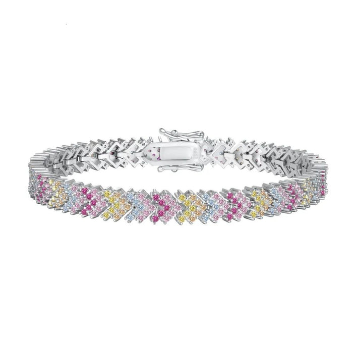 Anyco Bracelet 16cm 925 Silver Colorful Tennis Twisted Open Box Clasp With Zircon 5A Jewelry for Women