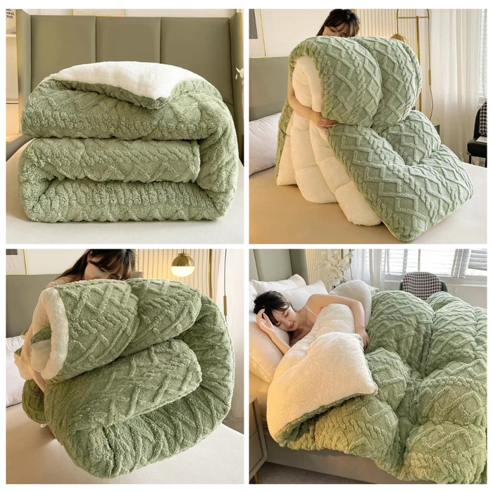 Anyhouz Blanket Green Cashmere Super Thick Warm Quilt Comforter