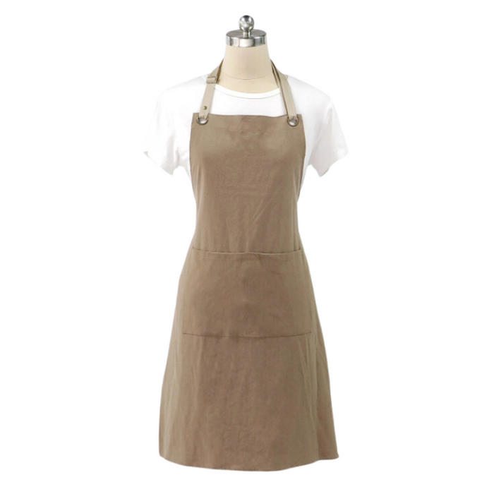 Anyhouz Kitchen Apron Brown Cotton Linen Home Cleaning Garden Women Man Adjustable Neckband Dress Cafe Chef Cooking