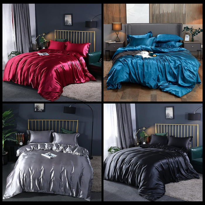 Anyhouz Bed Sheet Purple Natural Mulberry Silk Duvet Cover Set