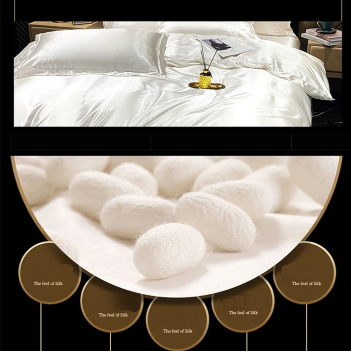 Anyhouz Bed Sheet White Natural Mulberry Silk Duvet Cover Set