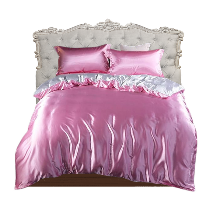 Anyhouz Bed Sheet Rose Pink Natural Mulberry Silk Duvet Cover Set