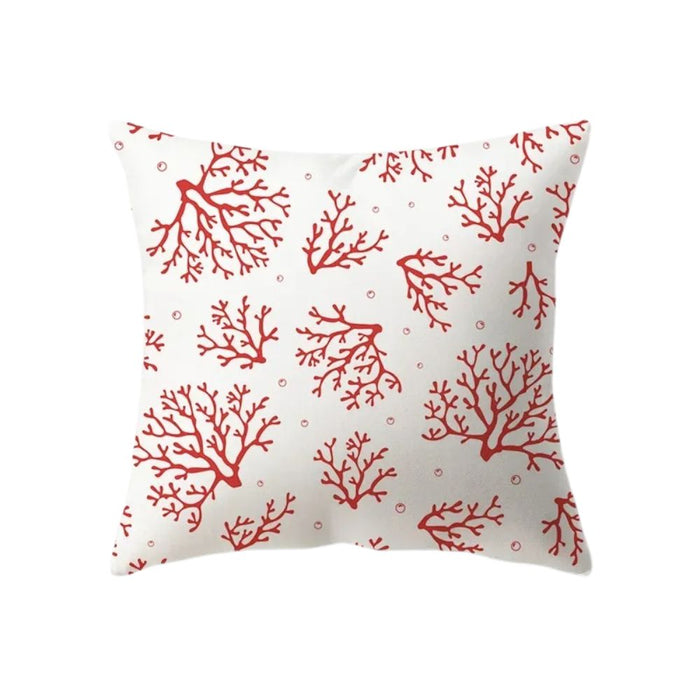 Anyhouz Pillowcase White With Coral Branches Print Cotton Polyester Cushion Cover