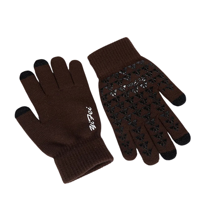 Anygloves Winter Gloves Coffee Medium Thicken Warm Non Slip Stretch Knit Mittens Imitation Cashmere Full Finger Guantes For Women Men