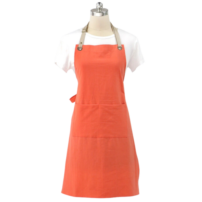 Anyhouz Kitchen Apron Orange Cotton Linen Home Cleaning Garden Women Man Adjustable Neckband Dress Cafe Chef Cooking