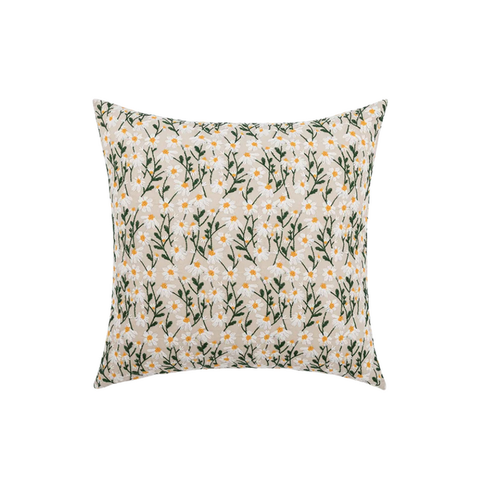 Anyhouz Pillowcase Cream Daisy Embroidered Decorative Cushion Cover