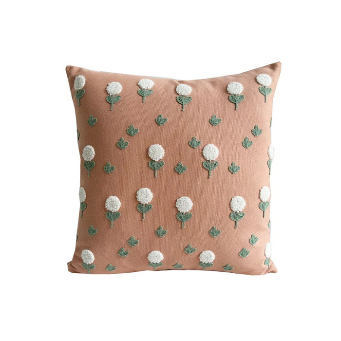 Anyhouz Pillowcase Peach Tufted Floral Embroidered Decorative Cushion Cover