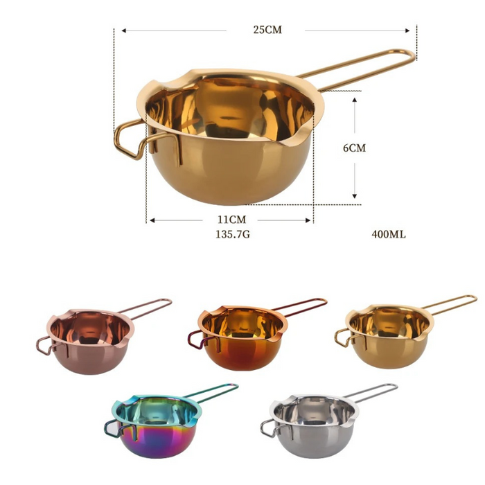 Anygleam Melting Pot 2Pcs Rose gold Chocolate Melt Cookware Kitchen Heating Container Milk Bowl Baking Tool Kitchenware