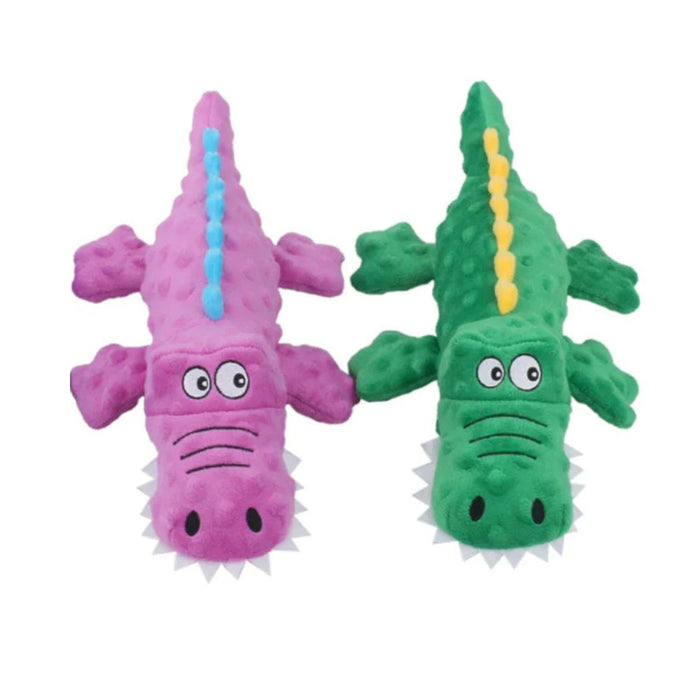 Anywags Pet Toys Plush Crocodile Squeaky Teething Chews For Puppies