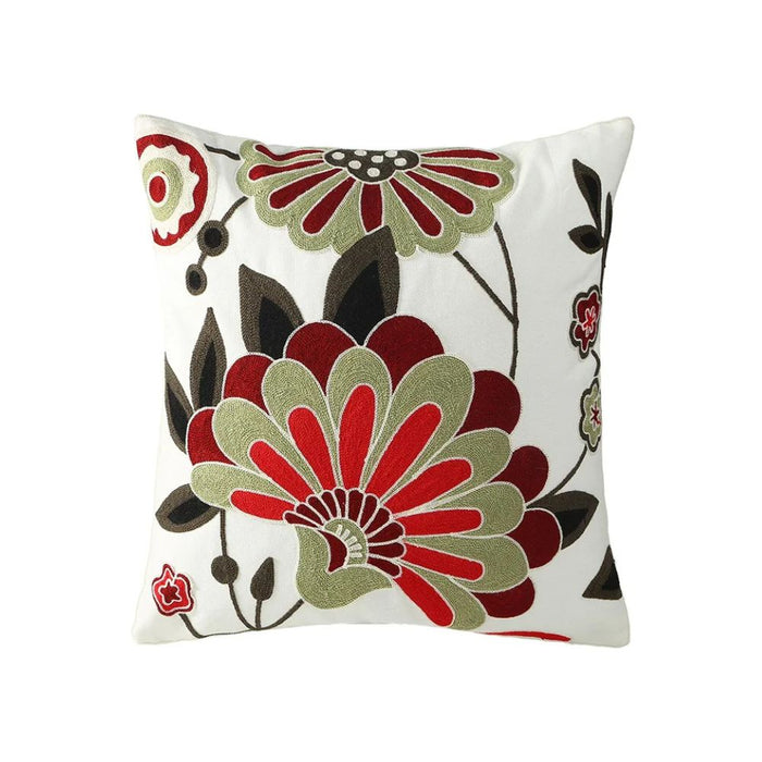 Anyhouz Pillowcase White Floral Embroidered Decorative Cushion Cover