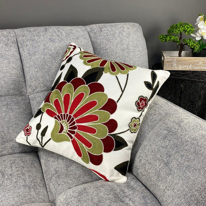 Anyhouz Pillowcase White Floral Embroidered Decorative Cushion Cover