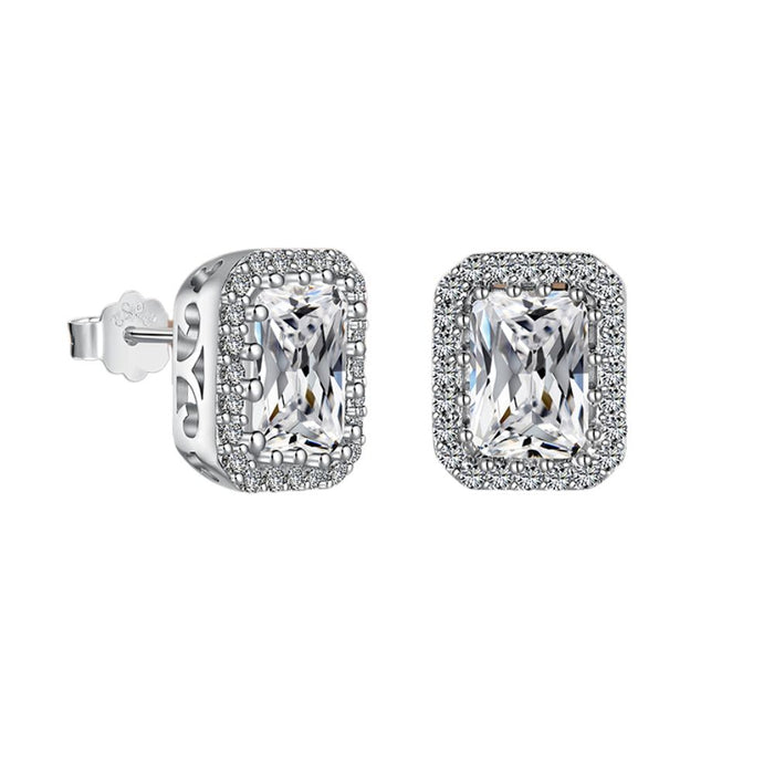 Anyco Earrings 925 Silver Square Diamond Zirconia Studded Stylish Accessories For Women