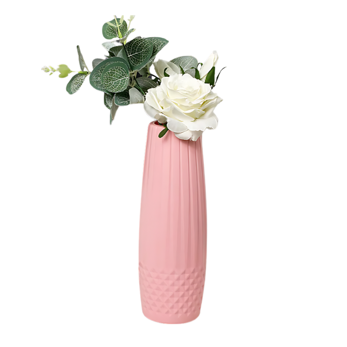 Anyhouz Flower Vase Pink Small Diamond Pattern Table Decor