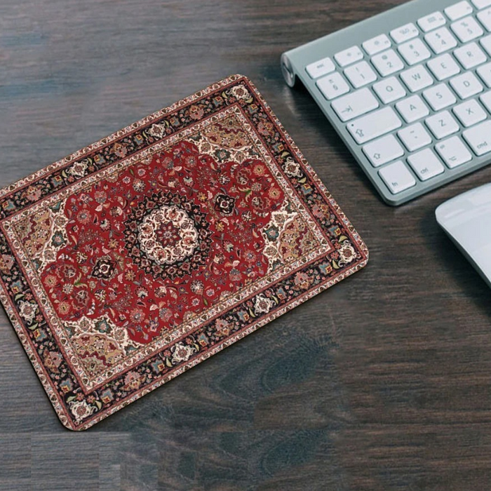 Anymob Mouse Pad Red Beige 22X18CM Persian Tribal Carpet Computer Office Desk Non-Slip Mat