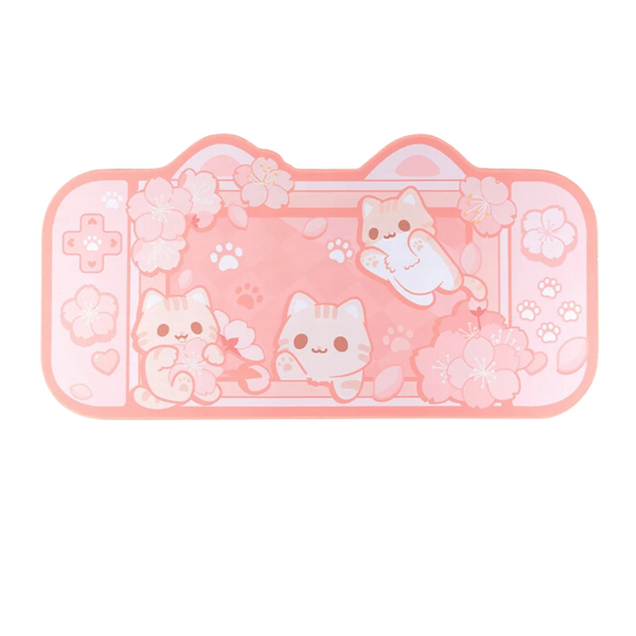 Anymob Mouse Pad Pink Cat Kawaii Gaming Mat Bunny Desk Pad Rubber Mat Protector