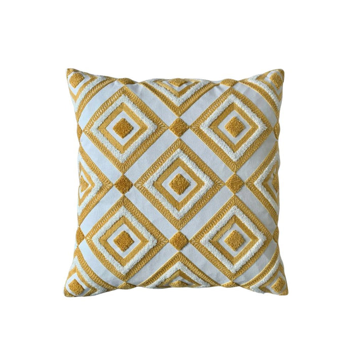 Anyhouz Pillowcase Yellow Geometric Embroidered Decorative Cushion Cover