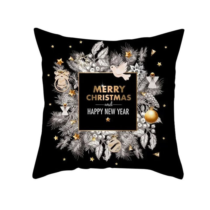 Anyhouz Pillowcase Black Circular Festive Christmas Cotton Polyester Cushion Cover