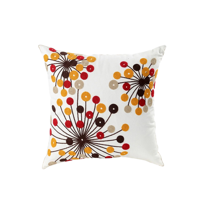 Anyhouz Pillowcase White With Dandelions Floral Embroidered Decorative Cushion Cover