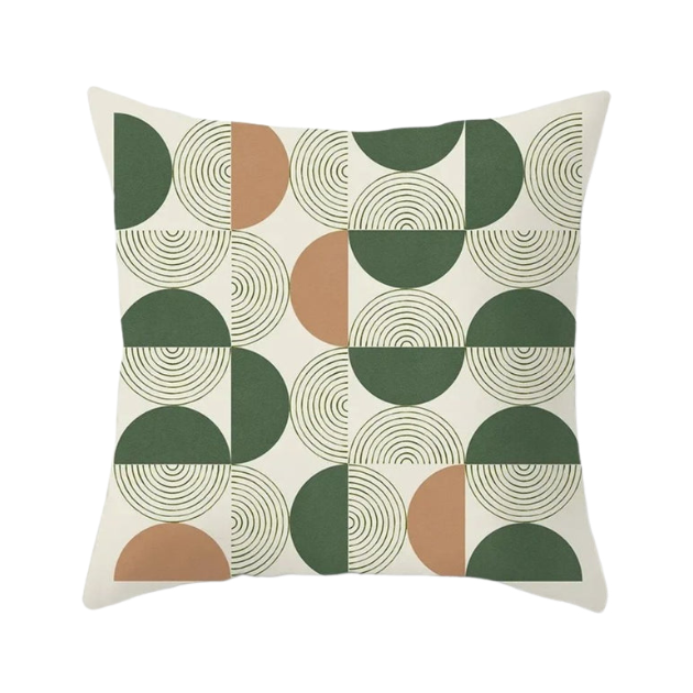 Anyhouz Pillowcase Geometric Semi Circle Cotton Polyester Cushion Cover