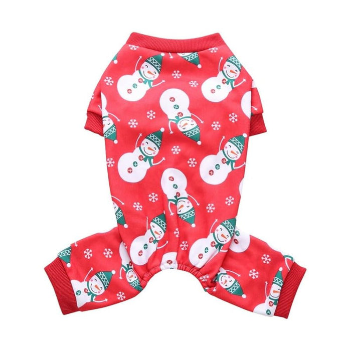 Anywags Pet Clothes Red Snowmen Print Dog Cat Christmas Outfit Holiday Accessories