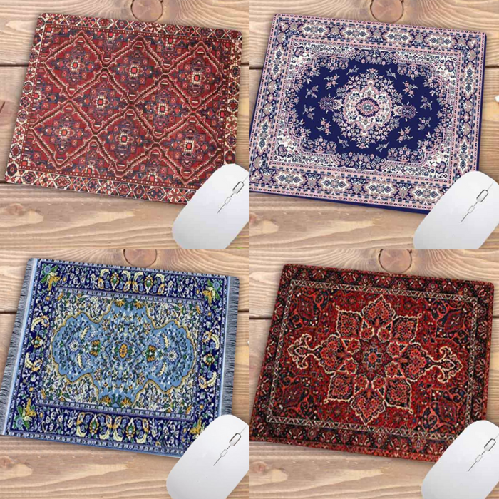 Anymob Mouse Pad Red Beige 22X18CM Persian Tribal Carpet Computer Office Desk Non-Slip Mat