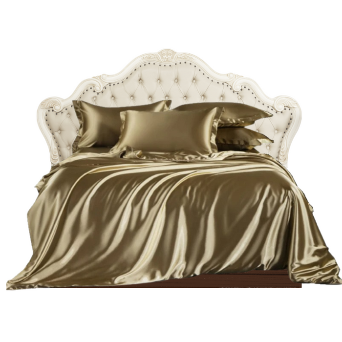 Anyhouz Bed Sheet Champagne Natural Mulberry Silk Duvet Cover Set