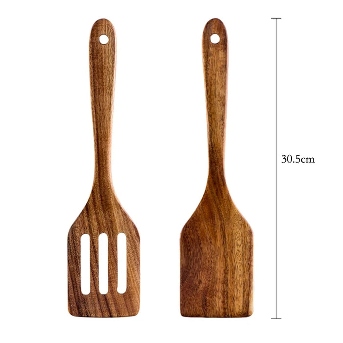 Anygleam Wood 2pcs Kitchen Spatula Food Kitchen Tableware