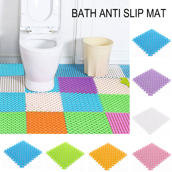 Anyhouz Splicing Mat White 25x25cm 20Pcs DIY Non Slip Bathroom Mat Mesh Drainage Massage Floor Carpet