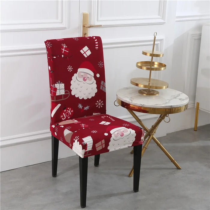 Anyhouz Chair Cover Maroon Big Santa Head Design with Anti-Dirt and Elastic Material for Dining Room Kitchen Wedding Hotel Banquet Restaurant