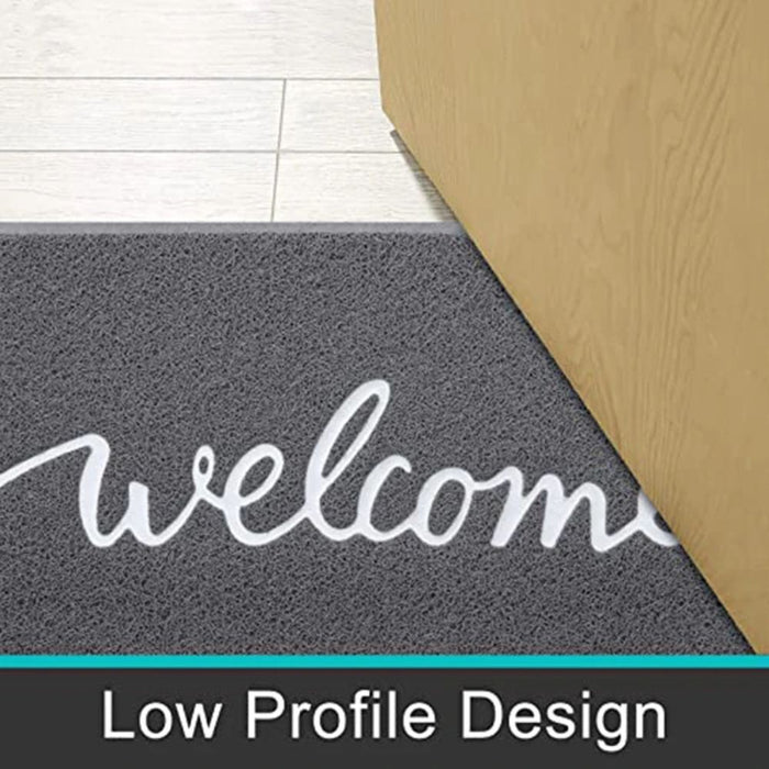 Anyhouz Doormat Black Welcome Lettered PVC Non Slip Rubber Dirt Trap Washable Mat