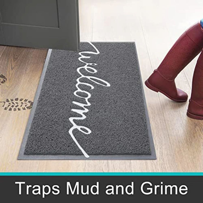 Anyhouz Doormat Black Welcome Lettered PVC Non Slip Rubber Dirt Trap Washable Mat