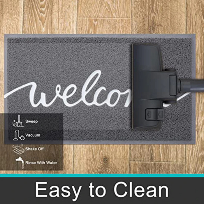 Anyhouz Doormat Black Welcome Lettered PVC Non Slip Rubber Dirt Trap Washable Mat