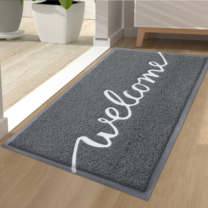 Anyhouz Doormat Grey Welcome Lettered  PVC Non Slip Rubber Dirt Trap Washable Mat