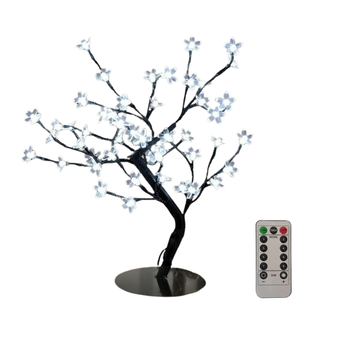 Anyhouz Table Lamp White 60 LED Bonsai Tree Desk Light USB Rechargeable For Living Room