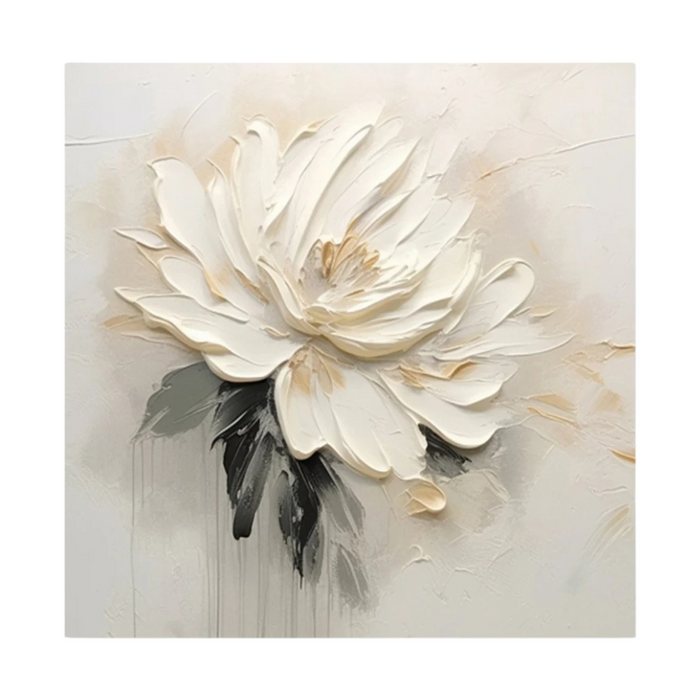 Anyhouz Canvas Art Hand Painted White Serenity Bloom Minimalist Wall Decor Ideas For Living Room