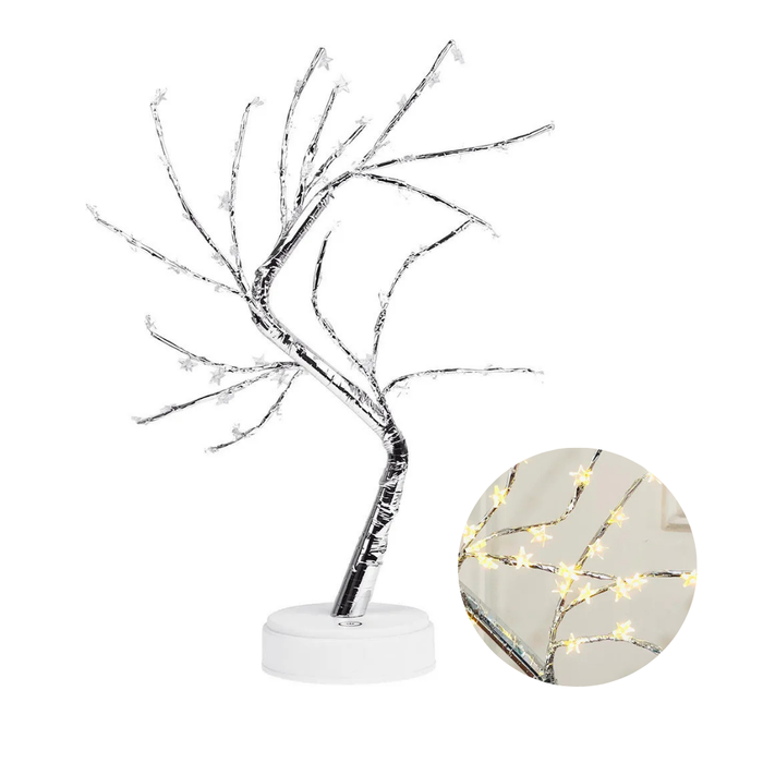 Anyhouz Table Lamp White Warm 60 LED Bonsai Tree Desk Light USB Rechargeable For Living Room