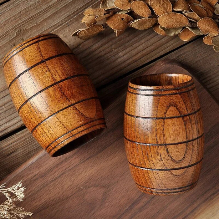 Anygleam Brown 4pcs Wooden Cup Beer Mug Kitchen Tools Accessories