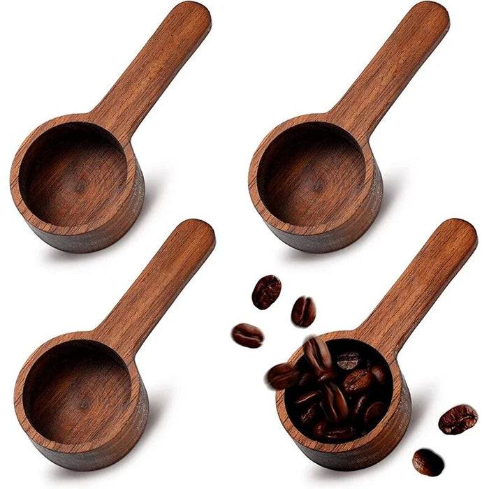 Anygleam Brown 4pcs Wooden Measuring Spoon Coffee Scoop Kitchen Tableware