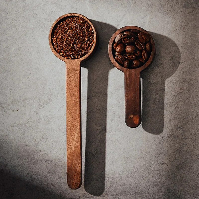 Anygleam Natural Wood 2pcs Wooden Coffee Measuring Spoon Kitchen Tableware