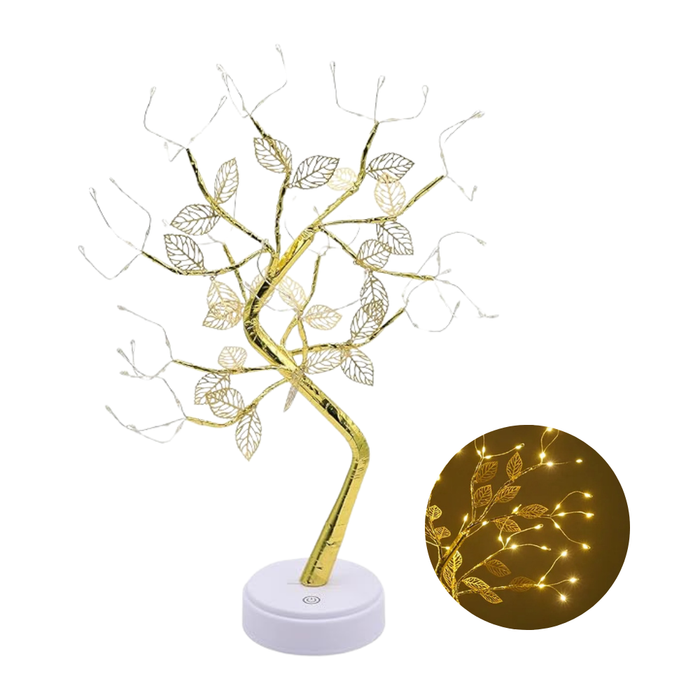 Anyhouz Table Lamp Yellow Warm 72 LED Bonsai Tree Desk Light USB Rechargeable For Living Room