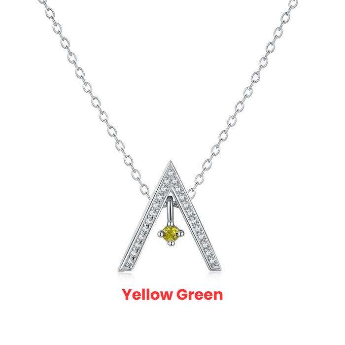 Anyco Necklace 925 Silver Triangular Colorful Stone Pendant with Zircon 5A Gift Jewelry