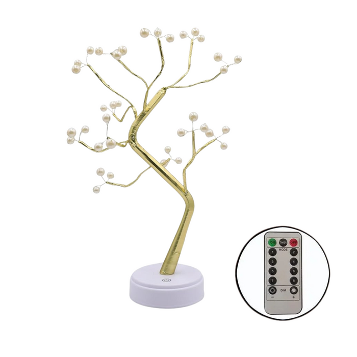 Anyhouz Table Lamp Yellow Warm 36 LED Bonsai Tree Desk Light USB Rechargeable For Living Room