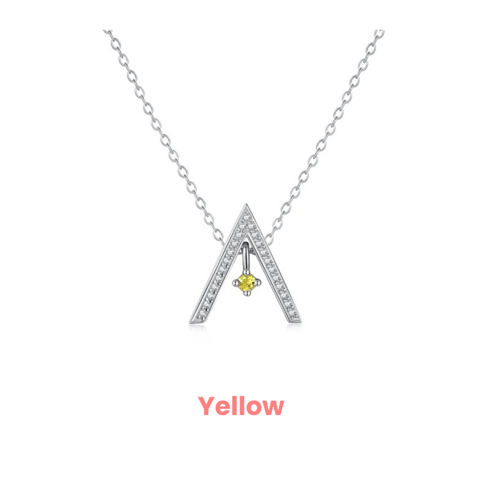 Anyco Necklace 925 Silver Triangular Colorful Stone Pendant with Zircon 5A Gift Jewelry