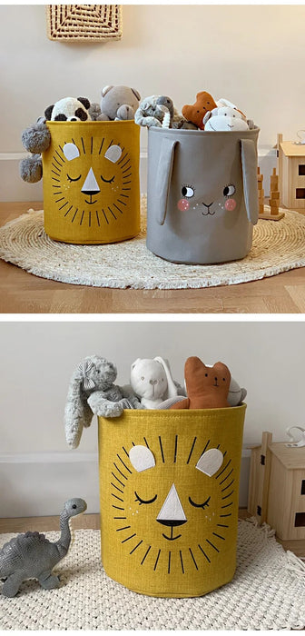 Anyhouz Storage Bucket Little Lion Large Capacity Cloth Organizer Basket  Folding Home Storage Bag Basket