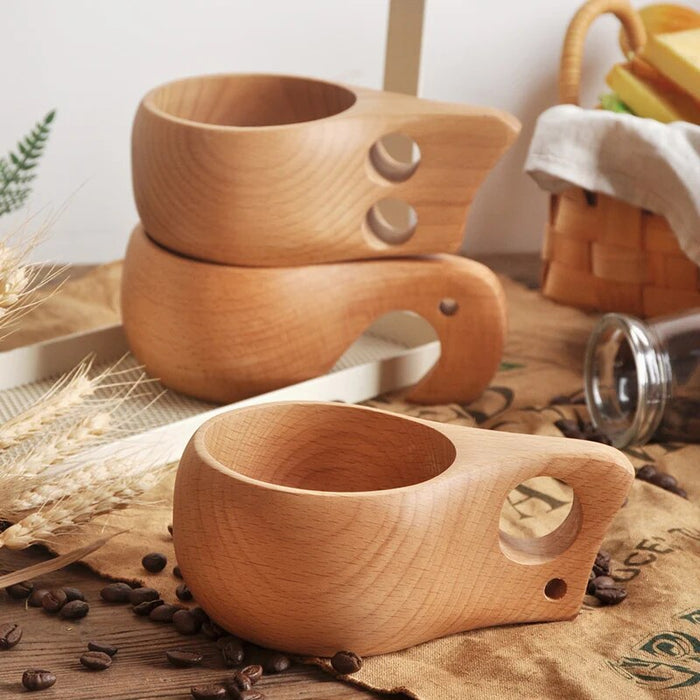 Anygleam Brown Style 2 Wooden Cup Coffee Mug Kitchen Tools Accessories