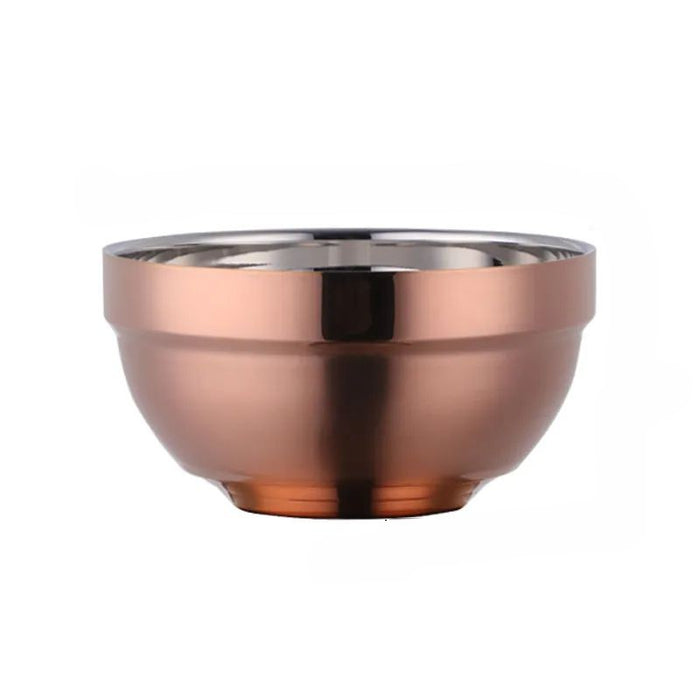 Anygleam Rose Gold 2Pcs Big Stainless Steel Rice Bowl Single Anti-Scalding Layer Cooking Utensil