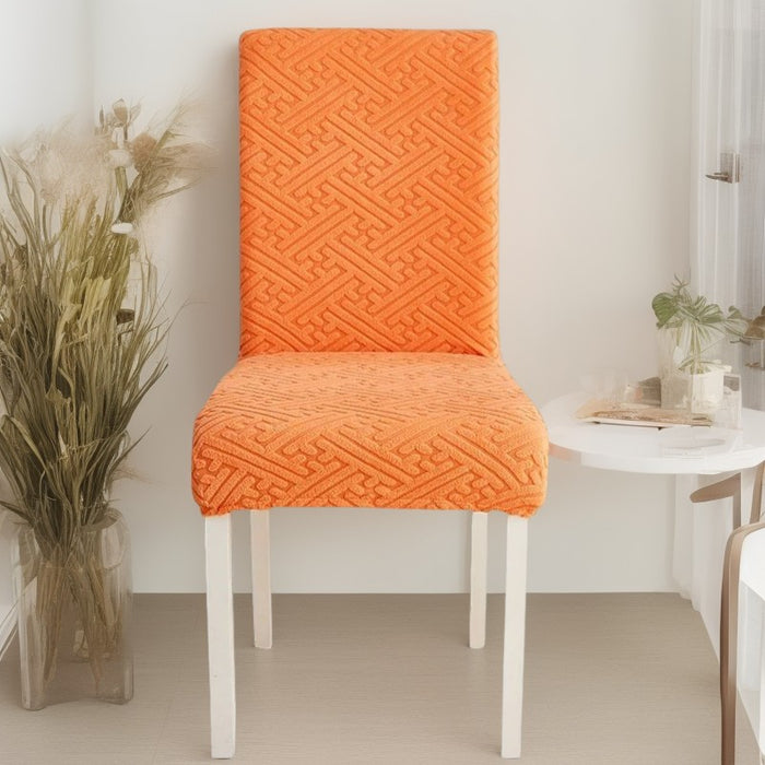 Anyhouz Chair Cover Orange Puzzle Design with Anti-Dirt and Elastic Material for Dining Room Kitchen Wedding Hotel Banquet Restaurant