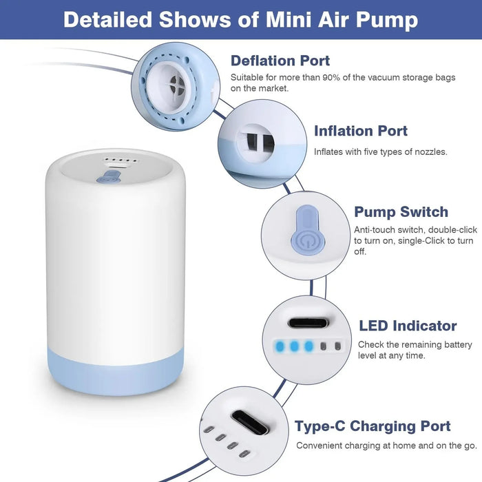 Anyhouz Electric Air Pump White Wireless Rechargeable Portable Inflation Compressor